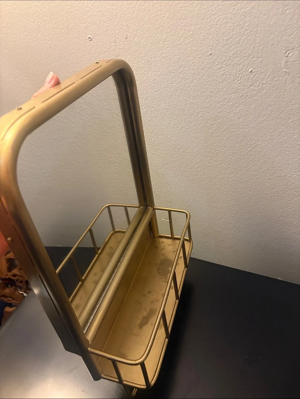 Gold Wall Mirror with Shelf - Modern Bathroom Accent - Picture 2 of 3